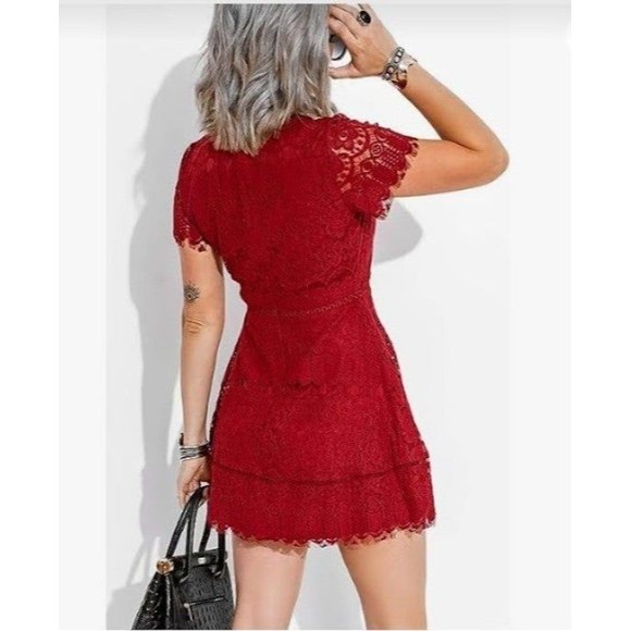 Women's Red Crochet Mini Dress, Size Medium - Picture 2 of 12